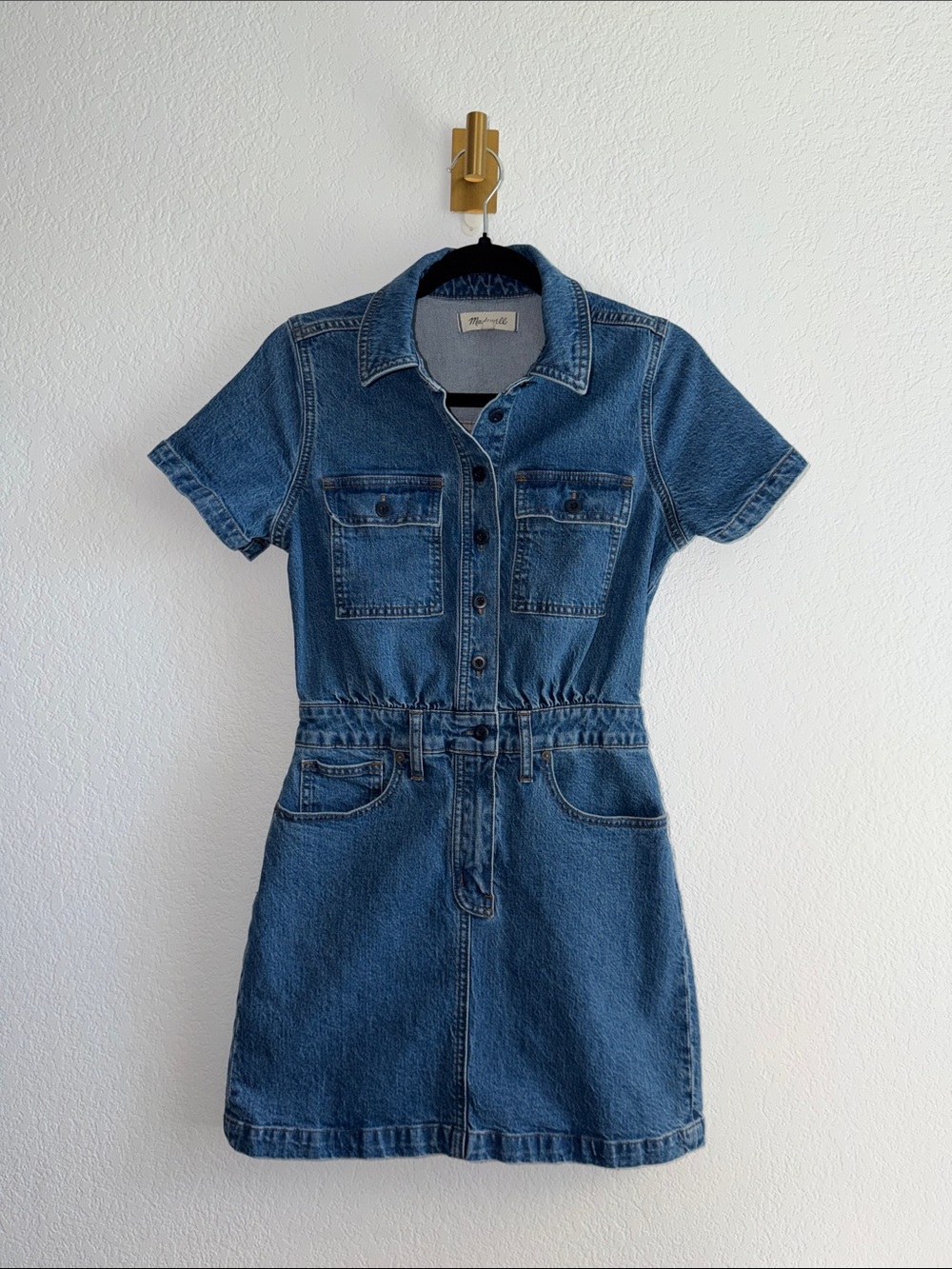Madewell Blue Denim Button-Front Short Sleeve Dress